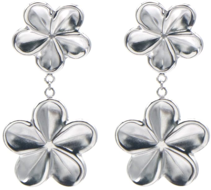 Oorbellen bloemen - RVS - zilverkleurig - 5 cm