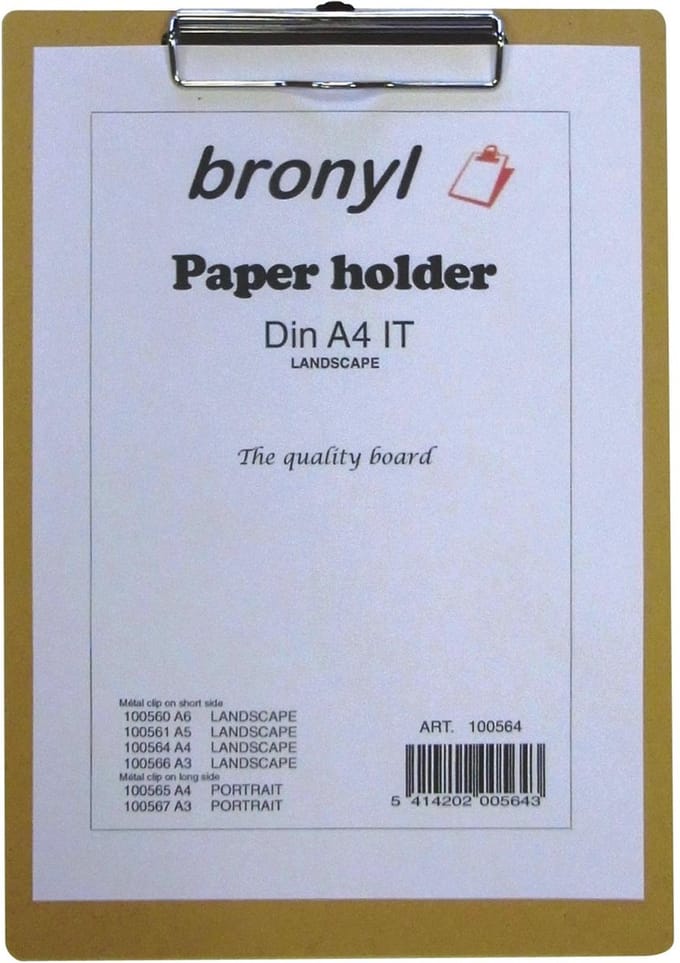 Klemplaat voor ft A4 (23 x 33 cm)