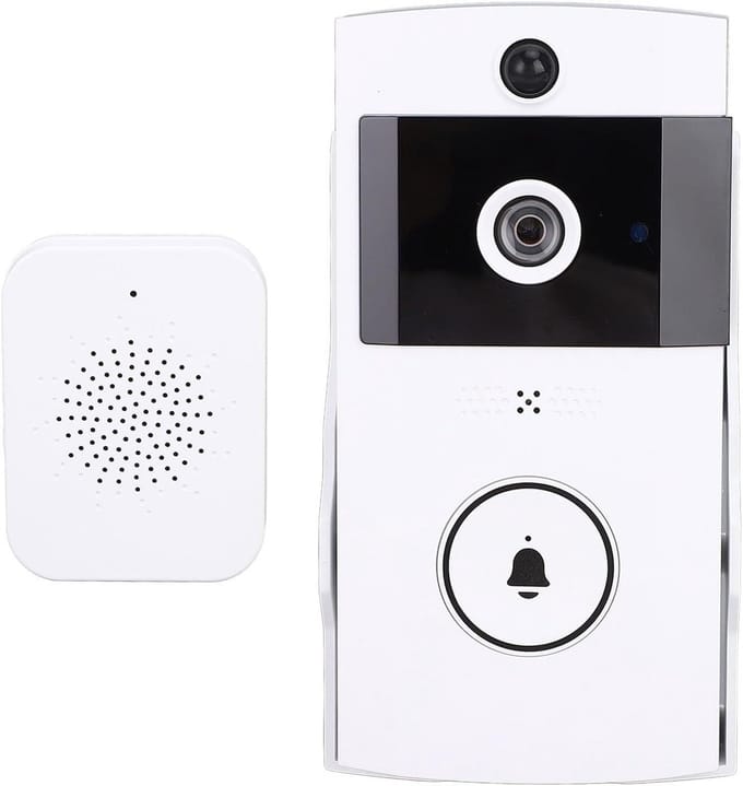 Slimme Videodeurbel - Draadloze Camera - Huisbeveiliging Thuis - Tweewegs Gesprek - 15 x 8 x 7 cm - Wit