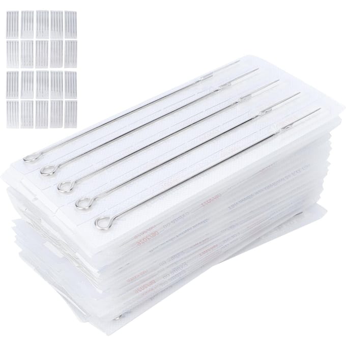 100 Sets Gemengd Type Tattoo Naalden 10 Soorten Handmatige Lange Tattoo Naalden Combinatieset white
