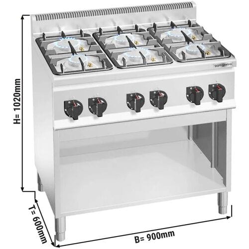 GGM Gastro Gasherd - 28,5 kW - 6 Brenner Zilver