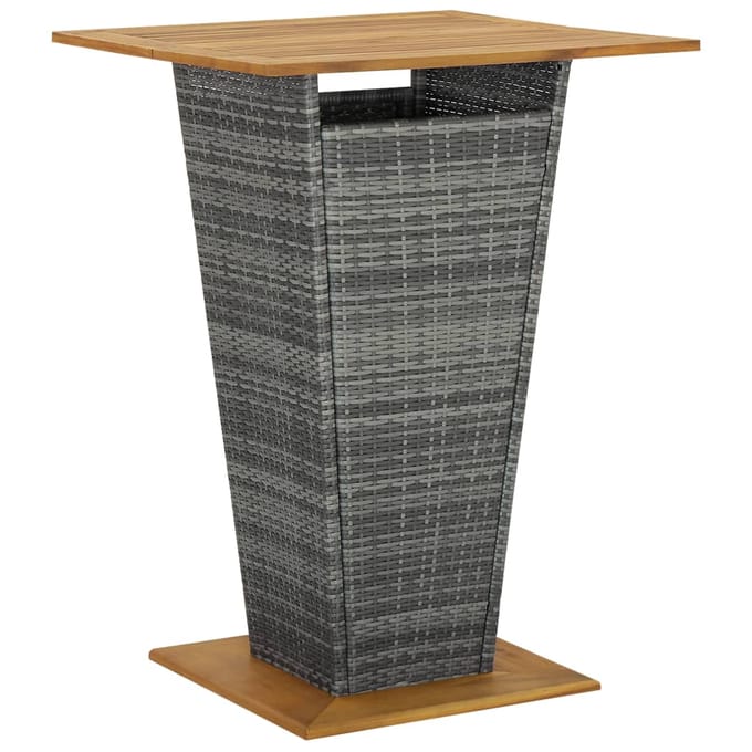 vidaXL - Bartafel - 80x80x110 - cm - poly - rattan - en - massief - acaciahout - grijs