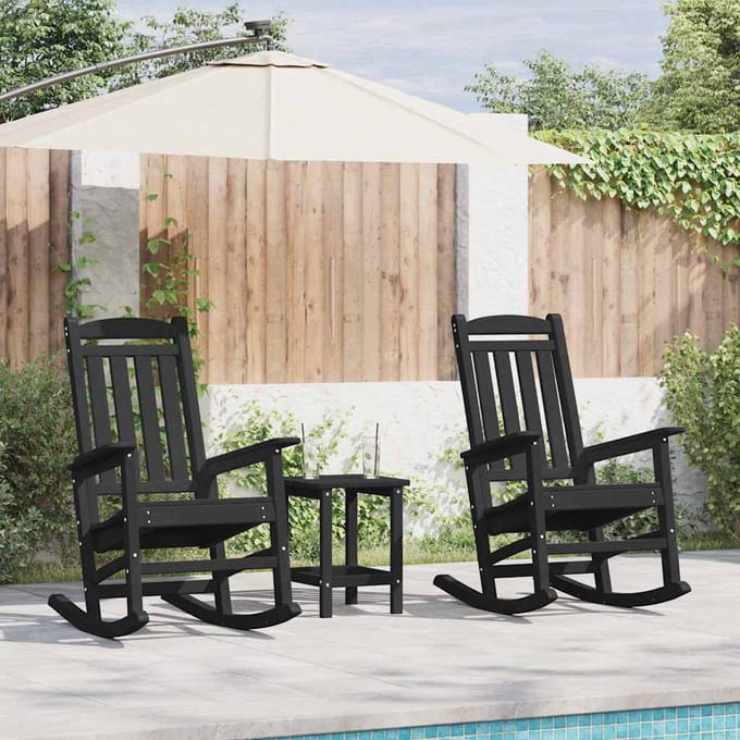vidaXL Schommelstoel 2 pcs Zwart 92 x 70 x 108 cm Polyetheen