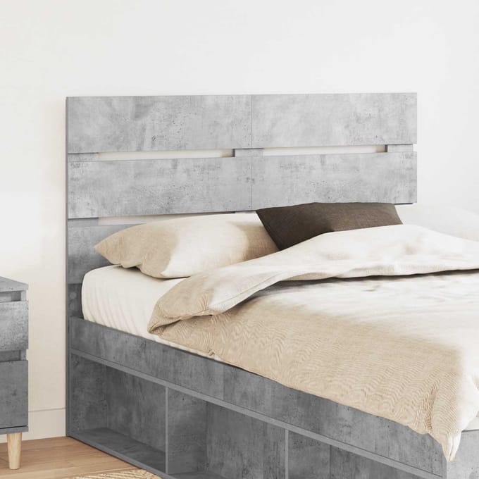 vidaXL - Hoofdbord - Beton - Grijs - Bewerkt - hout
