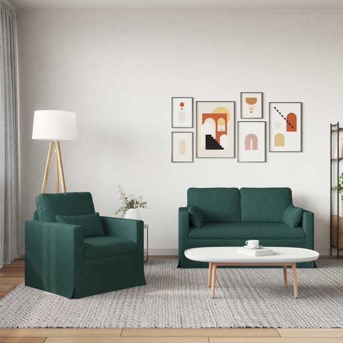 vidaXL Bankstel 2 pcs Donkergroen 139 x 78 x 80 cm Stof