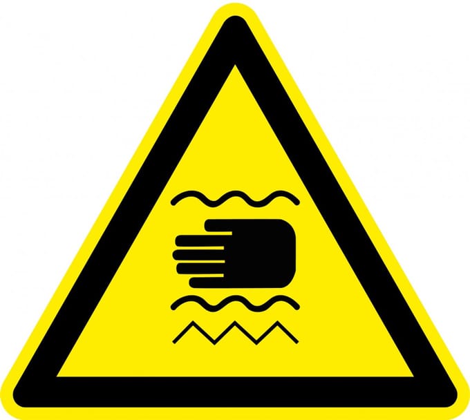 Waarschuwingssticker trillende handen 200 mm