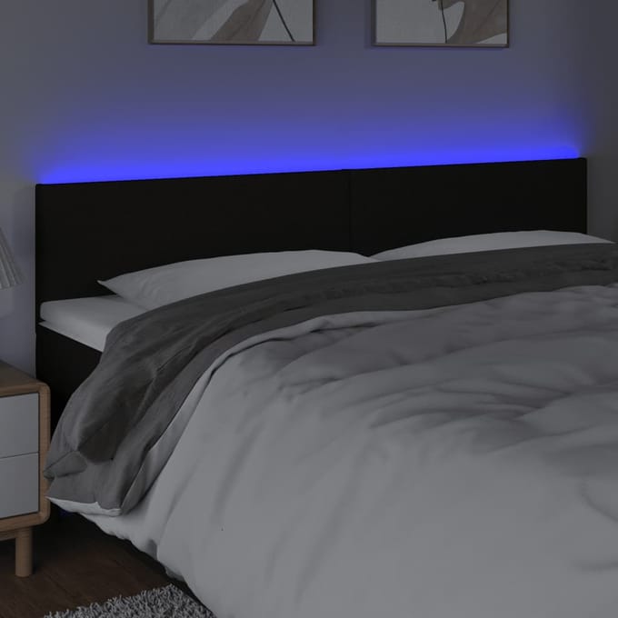 vidaXL - Hoofdbord - LED - 180x5x78/88 - cm - stof - zwart