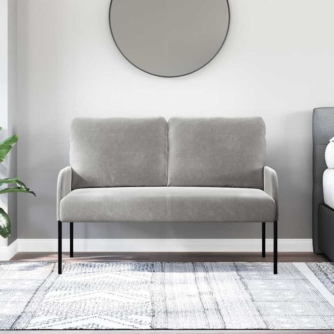 vidaXL - Banken - met - kussen - 110cm - Lichtgrijs - Multiplex