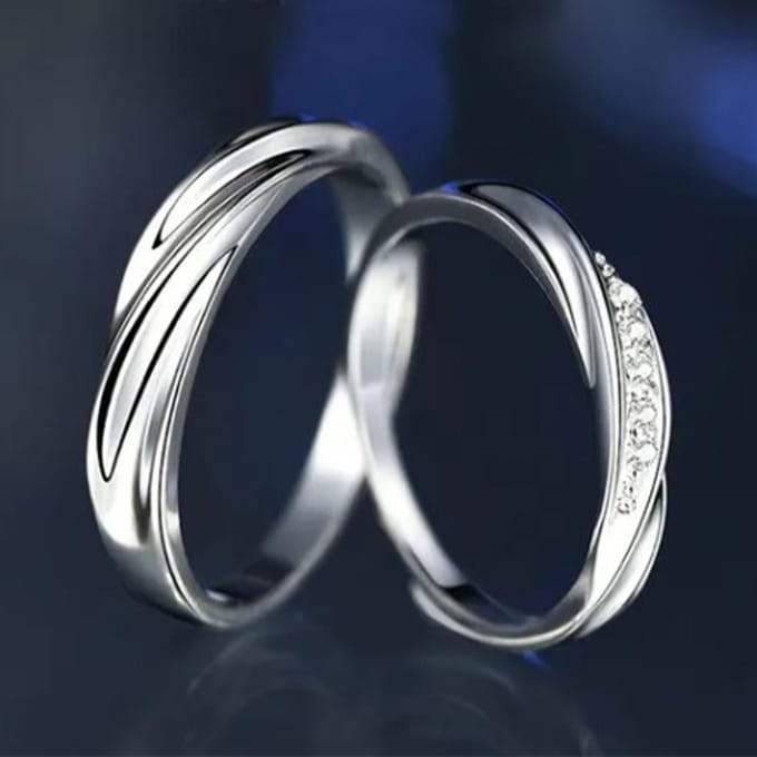 2 stuks Open Ring Set Modieuze Koperen Elegante Stijlvolle Koppel Open Ring Kit voor Feest Dating white
