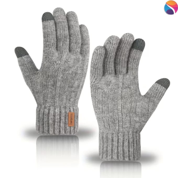 Warme Wollen Handschoenen - Unisex - Warm- Touchscreen Compatibel - Winter - Licht grijs