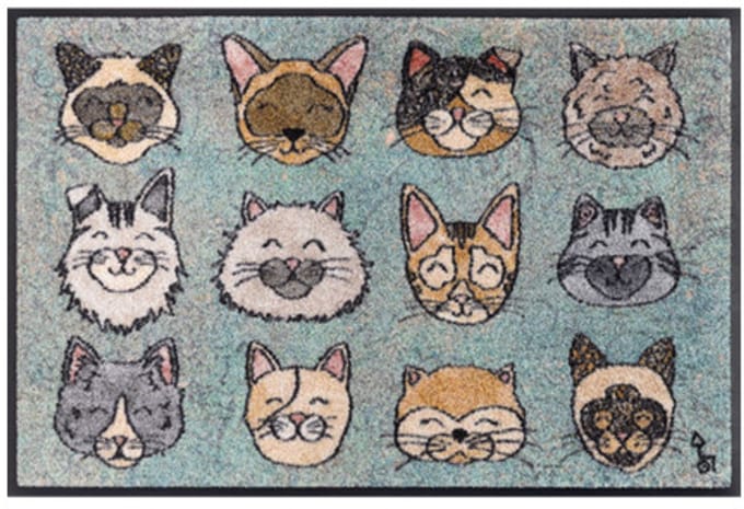 Kleen-Tex Wash+Dry Design Wasbare Deurmat - Glückskatzen - 50 x 75cm