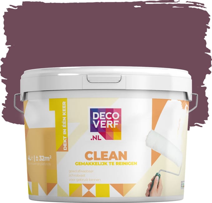 Decoverf clean muurverf aubergine, 4L