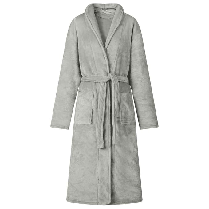 vidaXL Badjas zonder Kap Grijs s Flanel