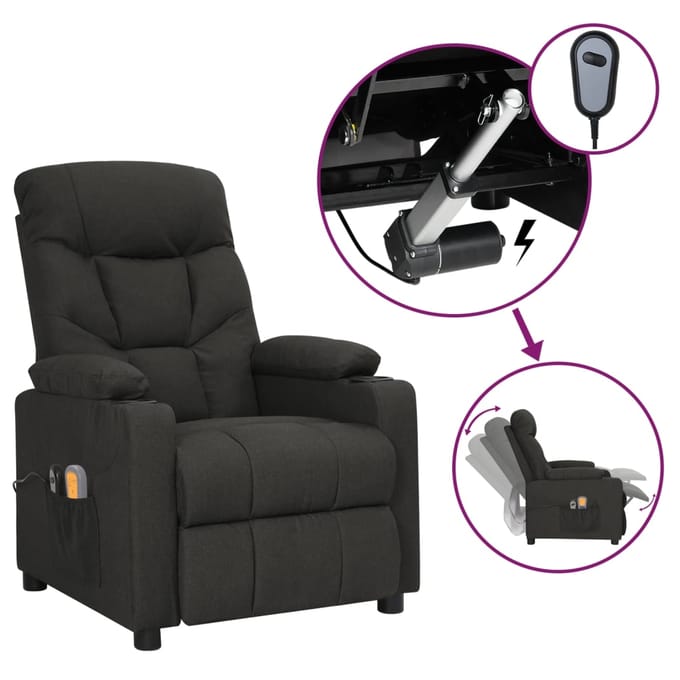 vidaXL - Massagestoel - elektrisch - stof - zwart