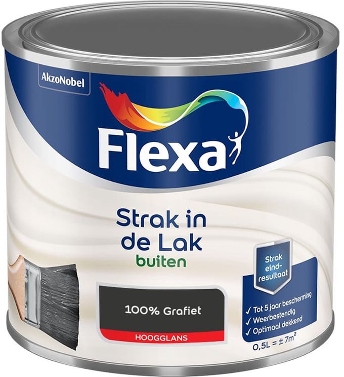 Flexa - Strak In De Lak Buitenlak Hoogglans - 100% Grafiet - Mengverf - 500 Ml