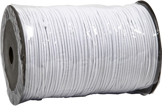 Elastisch koord, dikte 2 mm, wit, 250 m/ 1 rol