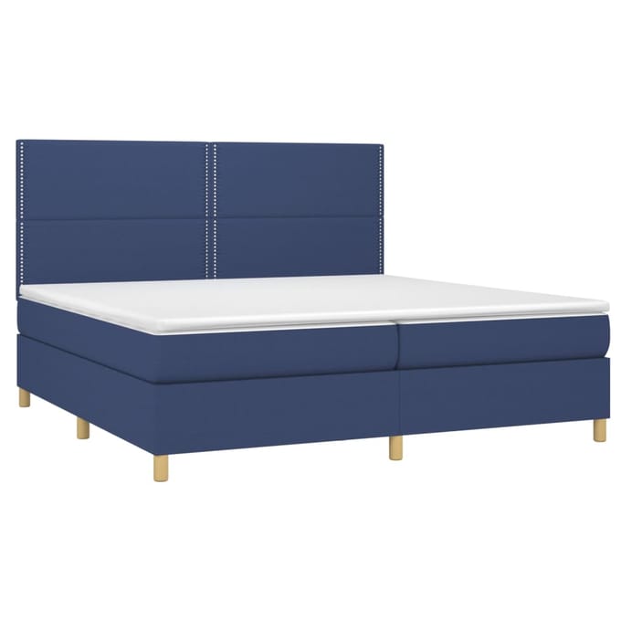 vidaXL - Boxspring - met - matras - en - LED - stof - blauw - 200x200 - cm