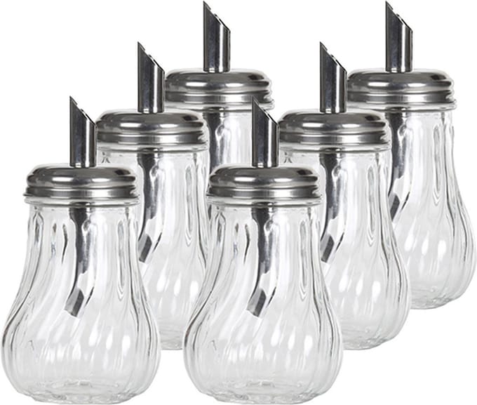 Alessandro Suikerpot - 6x - glas/rvs metaal - transparant/zilver - 7 x 14 cm - luxe uitvoering