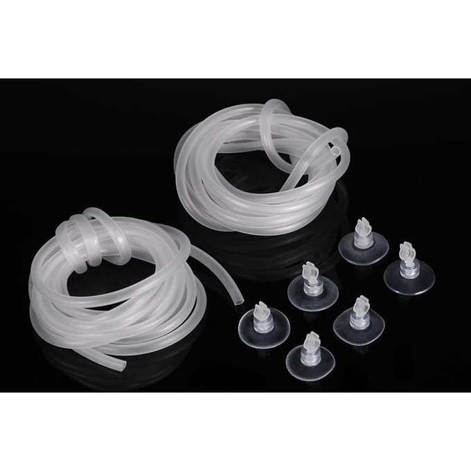 2 stuks 2,5 m 4 mm Aquarium Zuurstofslang Zachte Slangen + 2 stuks Stopkraan + 6 stuks Zuignappen + 2 stuks Lucht gray
