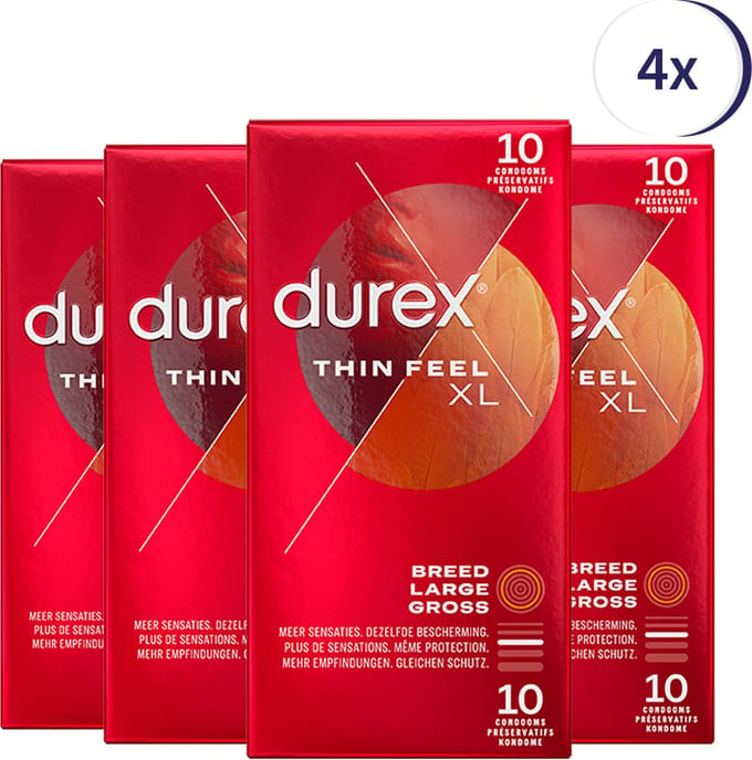 Durex Condooms Thin Feel XL 10st - 4 Stuks - Voordeelverpakking