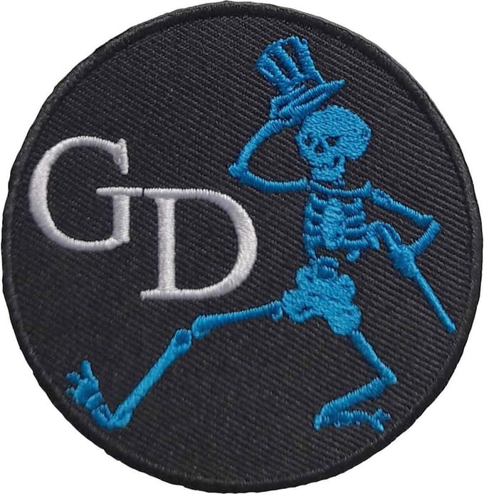 Grateful Dead - Skeleton Circle Patch - Zwart/Blauw