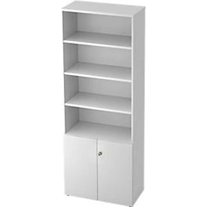 TOPAS LINE stellingkast, 4 OH legbord/2 OH deuren, wit/wit