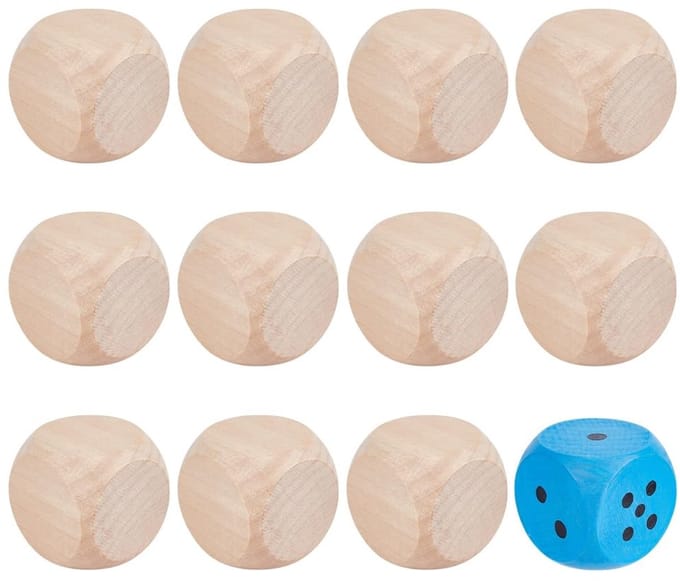 Dailygoods- Dobbelstenen Hout - 12 Stuks - Blanco Kubussen - 50 x 50