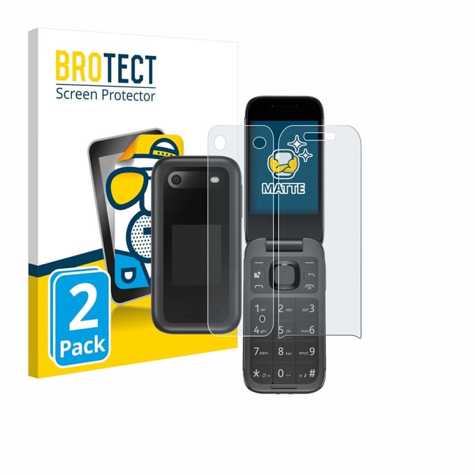 BROTECT - Screenprotector voor Nokia 2660 Flip (Voor+Achter) - Folie Beschermfolie matte 2 Stuks