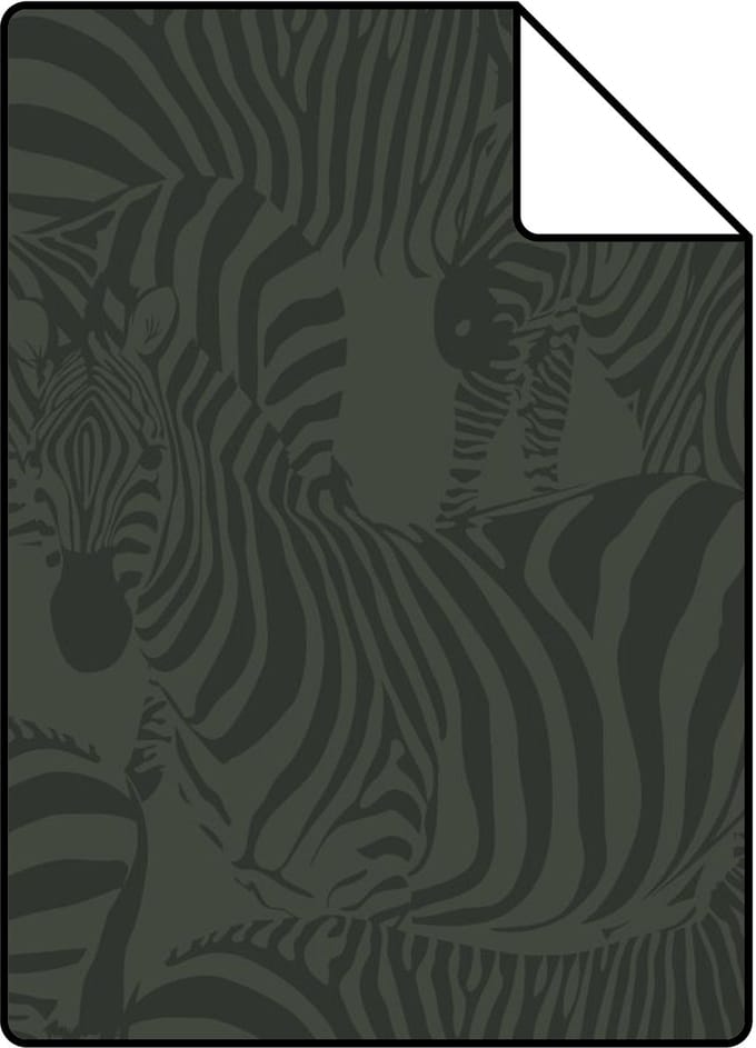 Proefstaal Origin Wallcoverings behang zebra's donkergroen - 26.5 x 21 cm - 347913-S