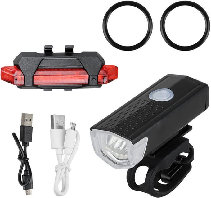 LAKOO Fietslampjes - Oplaadbare USB Led Fietslamp Voor en Achter