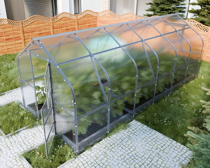 KLASIKA DROP Tuinkas - 15m² - 2,5 m x 6 m - 6 mm Dikte - Kweekkas - Polycarbonaat afdekking