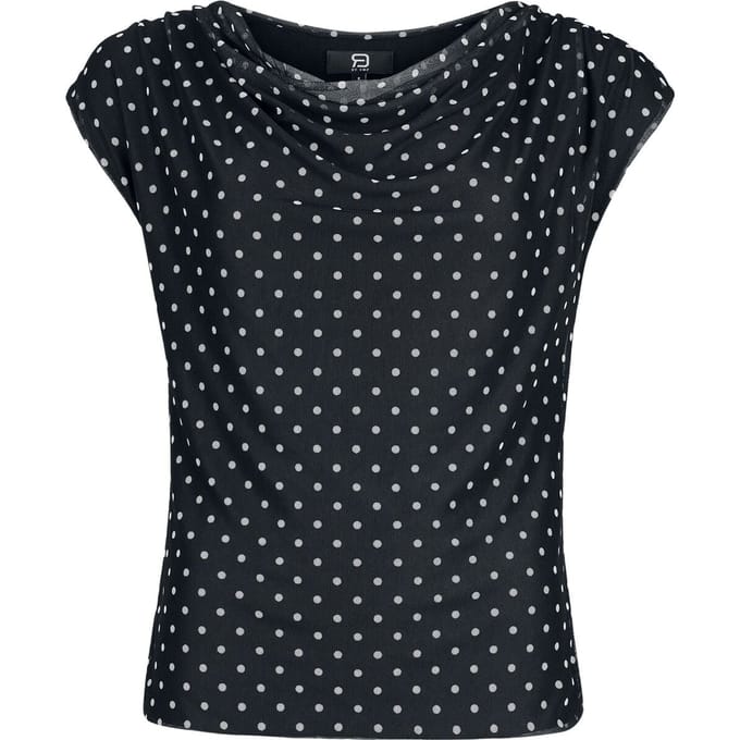 R.E.D. by EMP Top - Double Layer Polka Dot Top - S tot M - voor Vrouwen - zwart