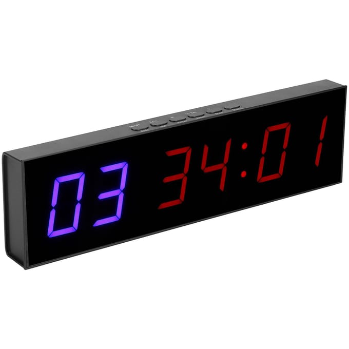 Gym Timer Interval 6 Bit LED Workout Countdown Up Stopwatch met Afstandsbediening 1.8in gray