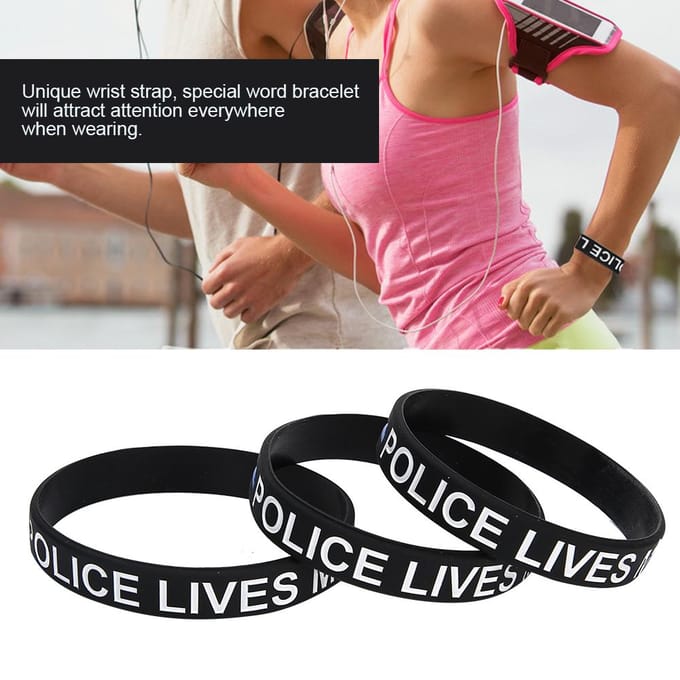 3 stuks Modieuze Siliconen Polsband Slijtvast Elastische Armband met Letter Decoratie black