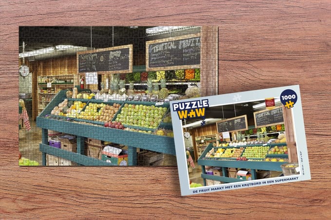 Puzzel Fruit - Supermarkt - Krijtbord - Legpuzzel - Puzzel 1000 stukjes volwassenen