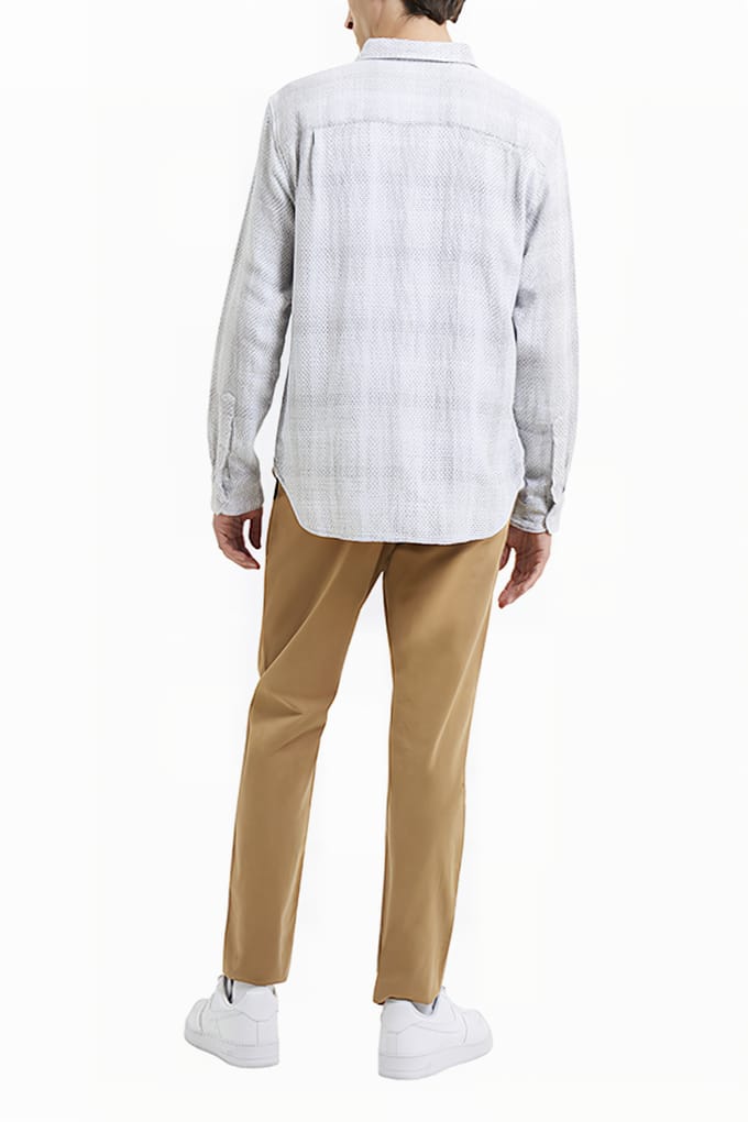 French Connection Berrow Dobby Cotton Shirt White Maat: S | Casual Overhemden Outlet | Heren | Beige