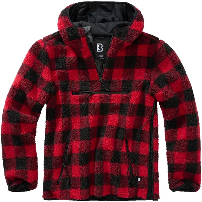 Brandit - Teddyfleece Worker Pullover Jas - S - Rood/Zwart