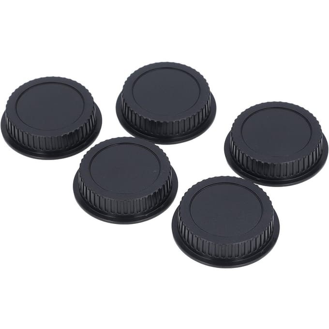 5 STuks Camera Achterlensdop Kit ABS DSLR Micro SLR Camera Achterlenskap voor EF Mount Lens black