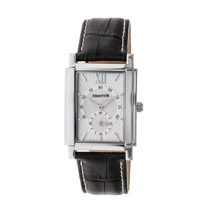 Heritor Automatic Frederick leren band horloge - zilver