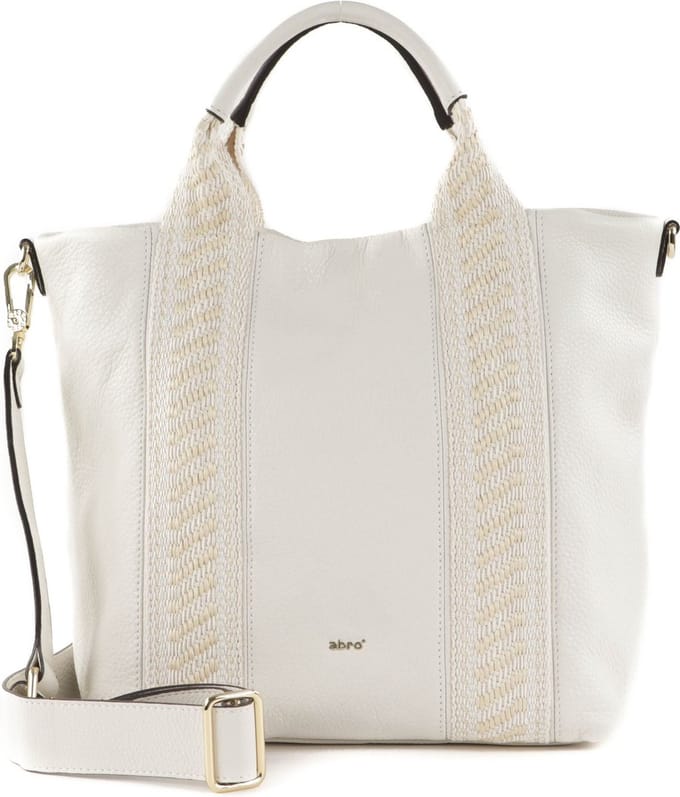 abro Leren Schoudertas Leather Dalia Shopper Kaia Small Ivory Wit