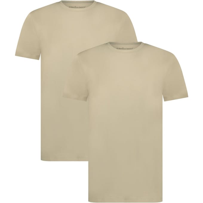 Comfortabel & Zijdezacht Bamboo Basics T-Shirts Ruben ronde hals (2-pack) - Khaki - M