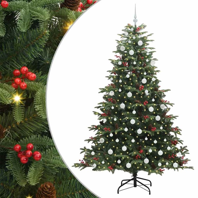 vidaXL - Kunstkerstboom - Groen - 210 - cm - PVC - en - Metaal - en - Plastic