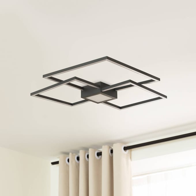 Lindby LED plafondlamp Duetto, 65 cm, antraciet, 38 W, aluminium