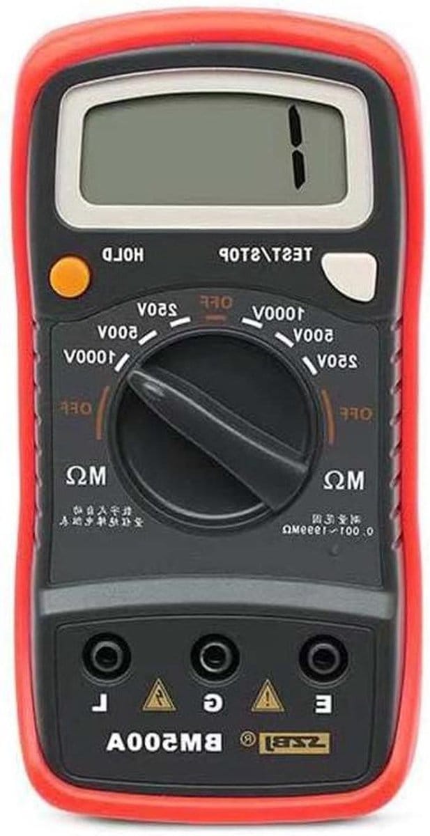 Isolatieweerstand Tester - Ohm Meter - Elektrische Inspectie - Automatisch Bereik - 1000V - Grijs Rood