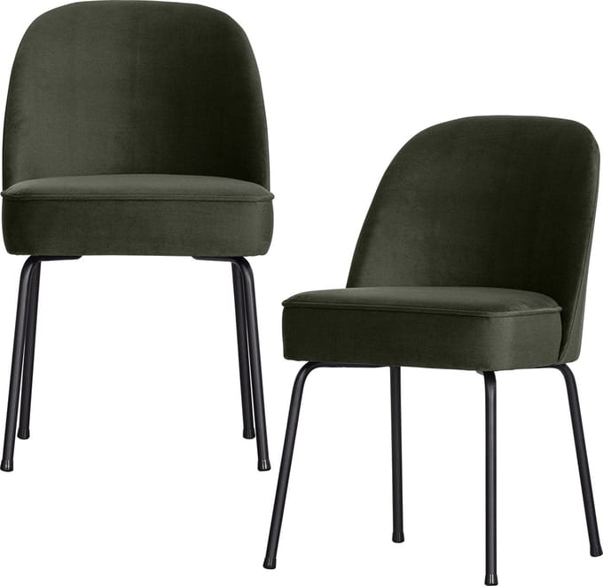 WOOOD Vogue Eetkamerstoelen - Fluweel - Donkergroen - Set van 2