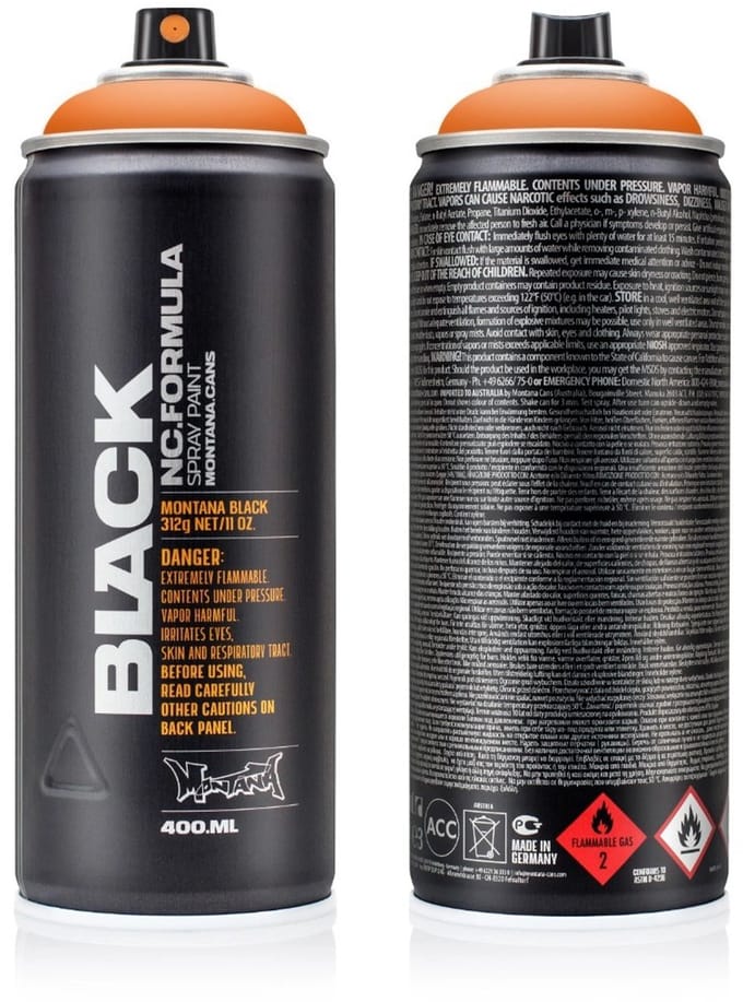 Montana BLACK P2000 Power Orange spuitbus 400ml