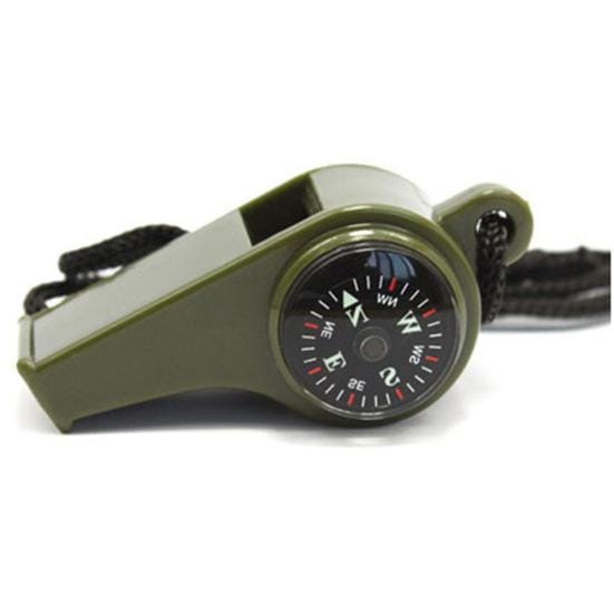 3in1 Survival Fluitje met Kompas Thermometer Wandelen Buiten Nooduitrusting 1pc gray
