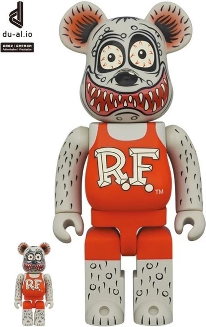 400% & 100% Bearbrick set - Rat Fink by Ed "Big Daddy" Roth (Gray)