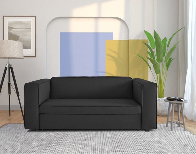 Asmund-Slaapbank - Antraciet Linnenlook