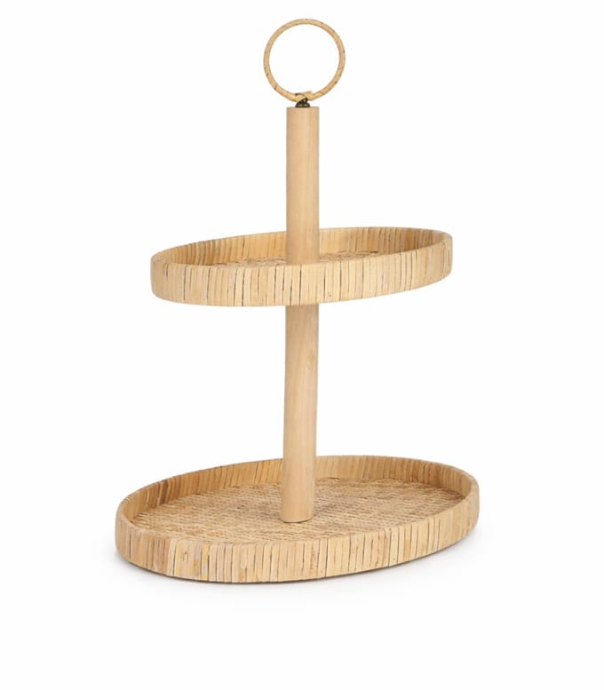 Tray rattan with 2 layers